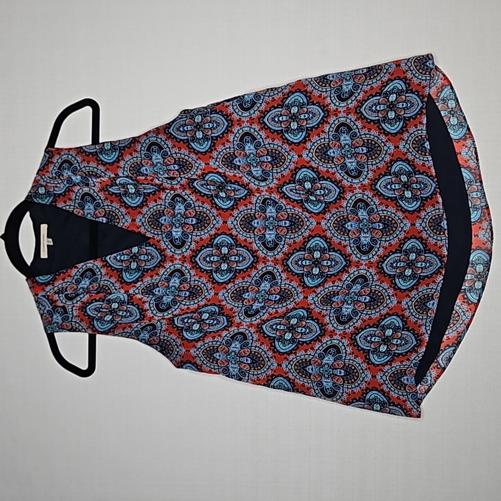 41 Hawthorn Sleeveless Paisley Blouse Red Navy Turquoise High Low Hem Size M